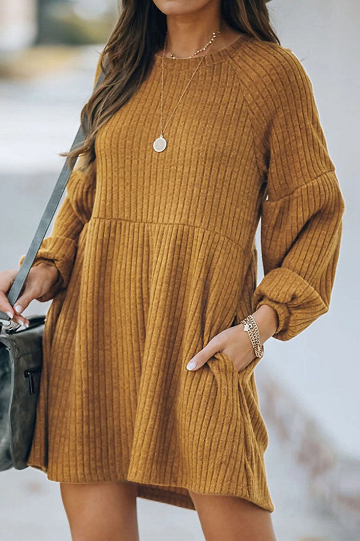 Catch Yourself Bubble Sleeve Sweater Dress in Chic Style