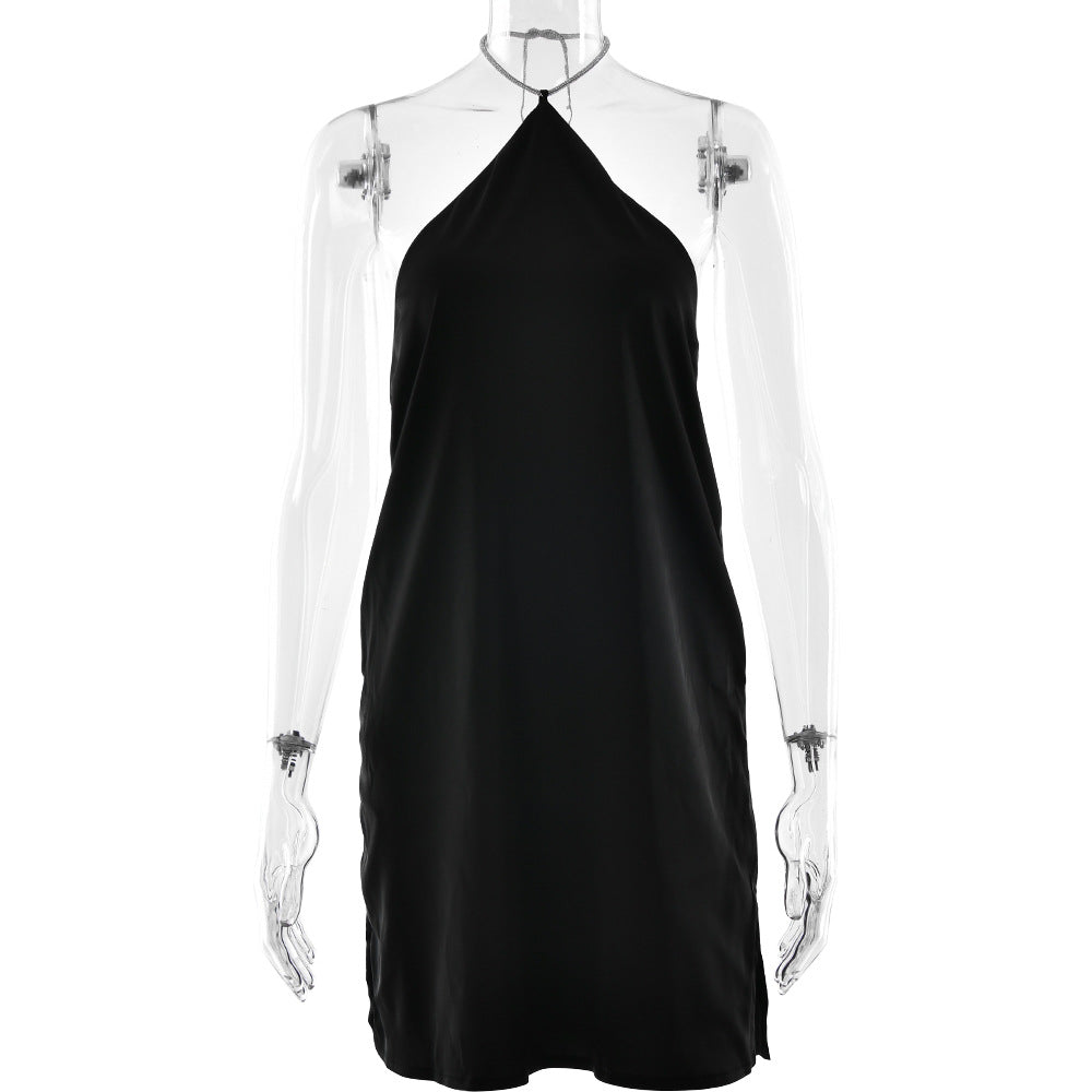 Halter Neck Sleeveless Satin Shift Mini Dress 7
