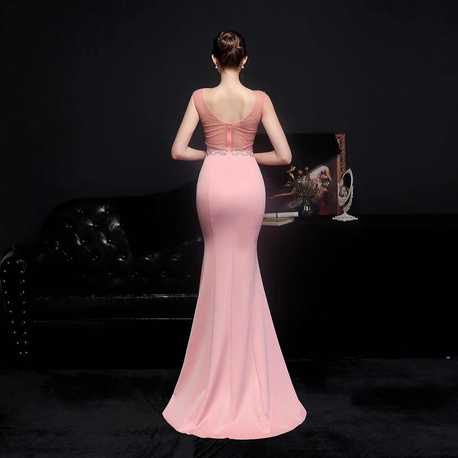 Amelia embroidered sequined fishtail dress - Fashionpara