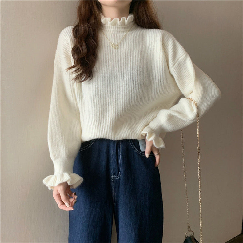 ShoptheCIC Ruffled Half Turtleneck Sweater for Chic Style