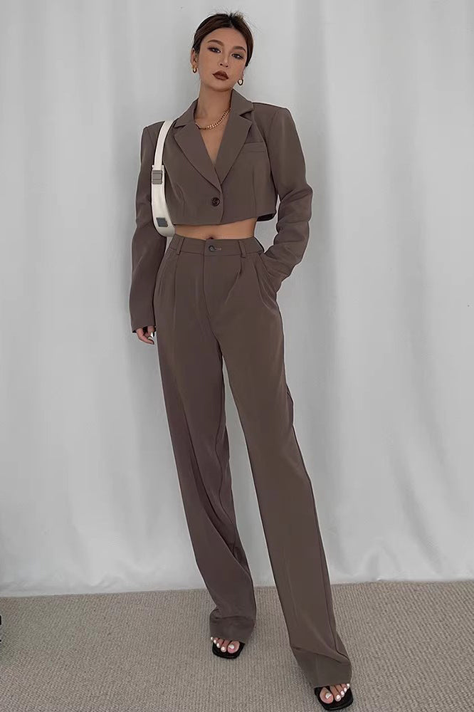 Nature High Waist Straight Leg Slant Pocket Pants