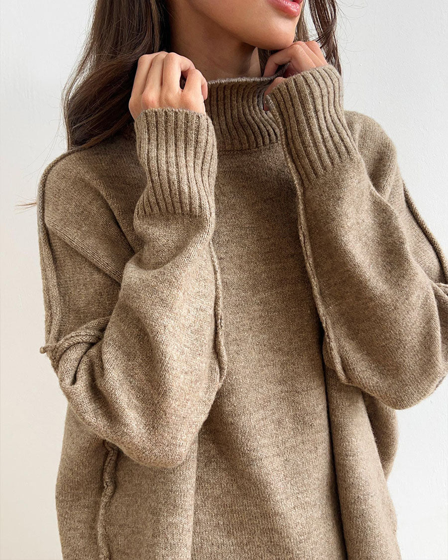 Chic Slouchy Turtleneck Sweater and Pants Suit Set