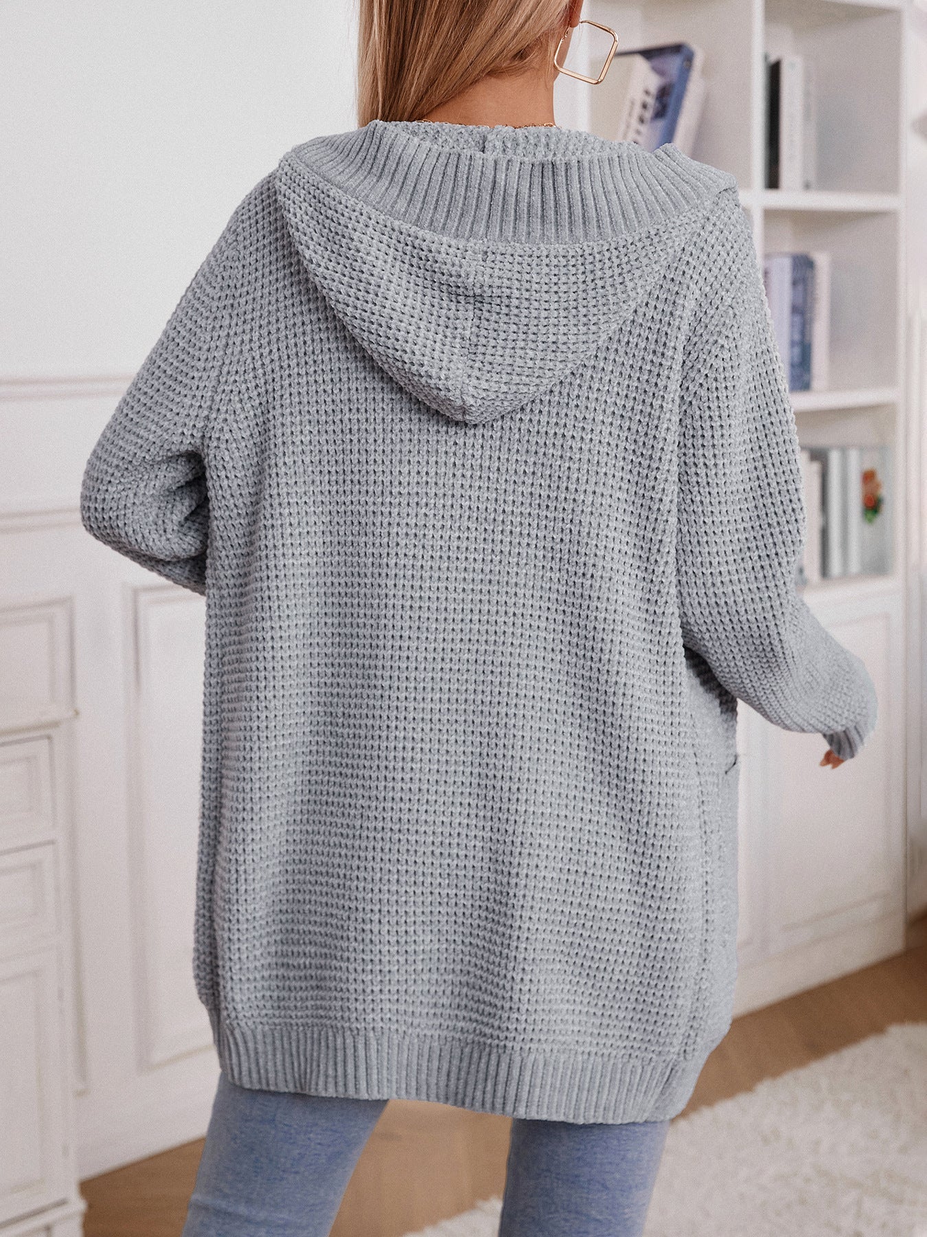 Vintage Loose Button Hooded Knit Cardigan for Cozy Style