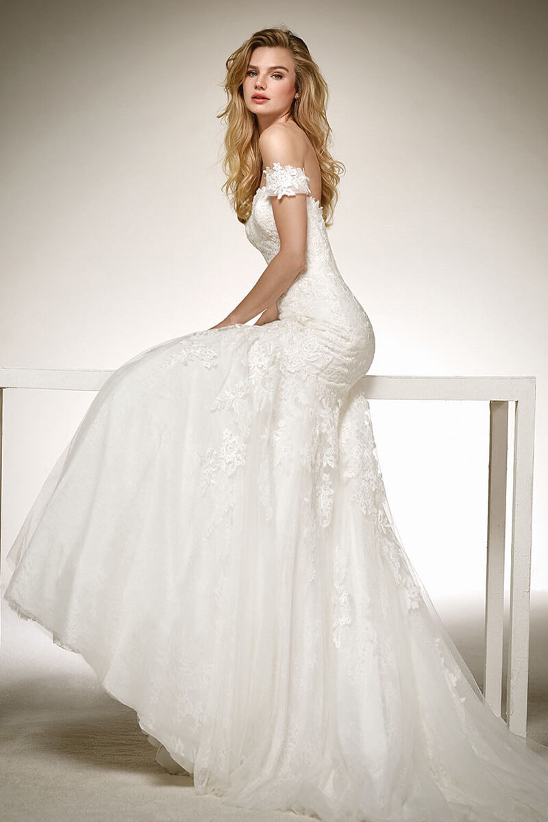 V-Neck Long Train Sheer Wedding Dress