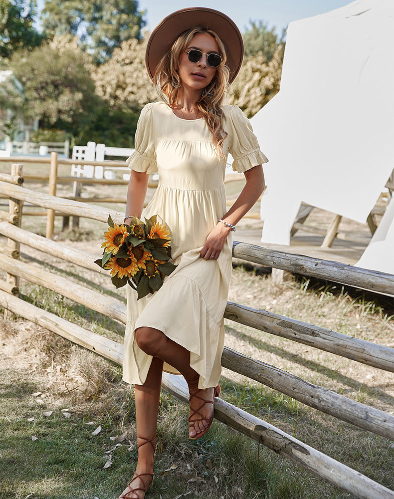 Vinyasa Smocked Swiss Dot Maxi Dress - Fashionpara