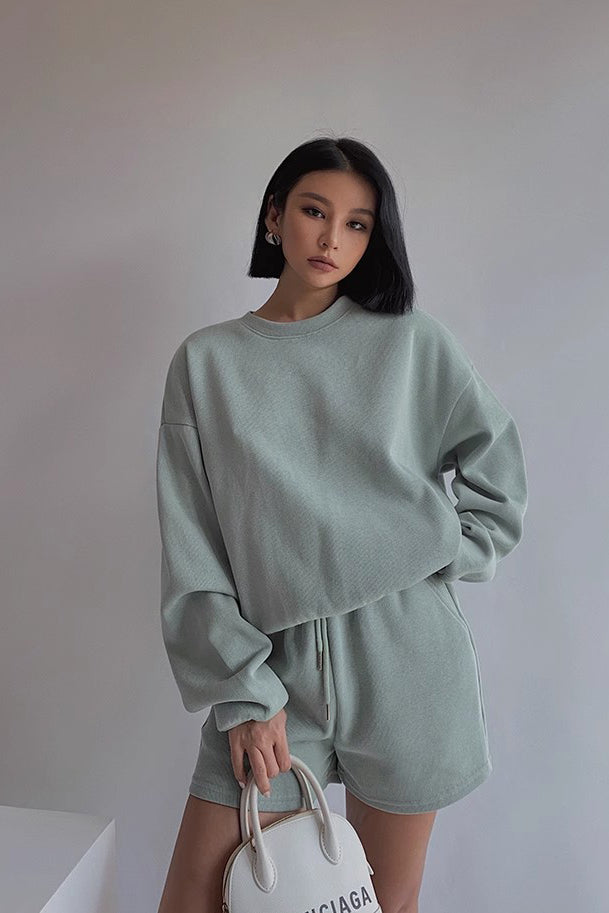 Orro Shop Stylish Long Sleeve Sweater and Shorts Set
