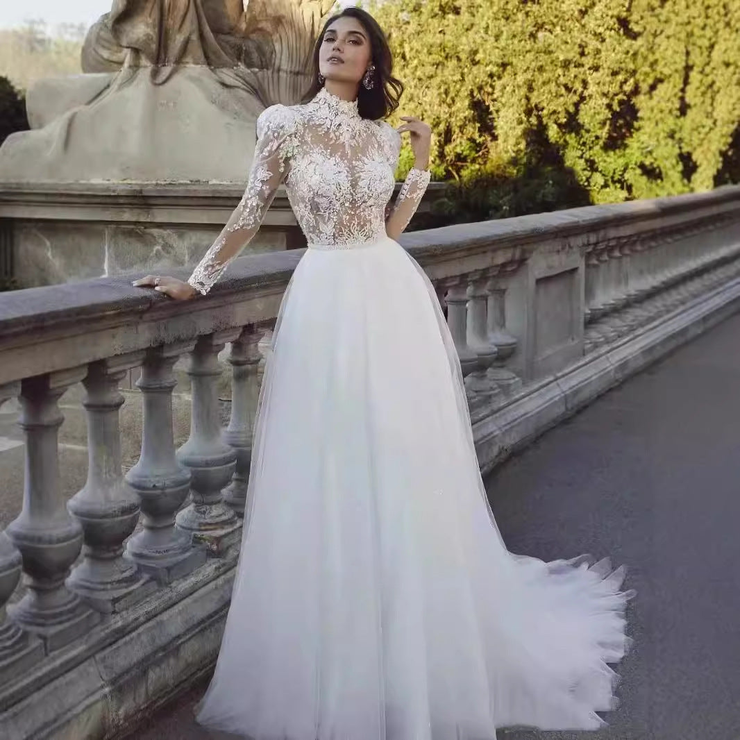 Long Sleeve French Princess Wedding Dress