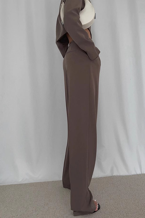 Nature High Waist Straight Leg Slant Pocket Pants