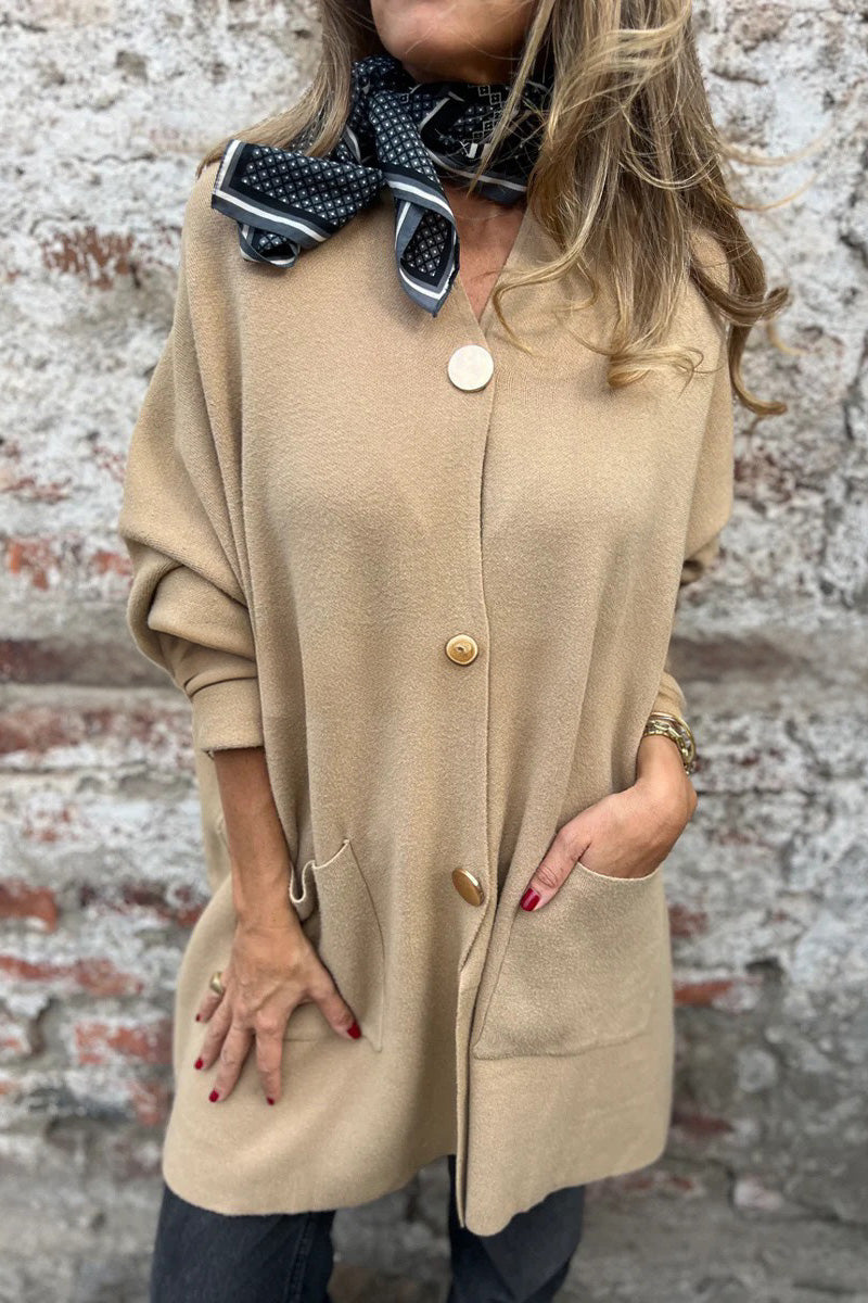 Mid-length V-neck Cardigan Jacket for Effortless Style