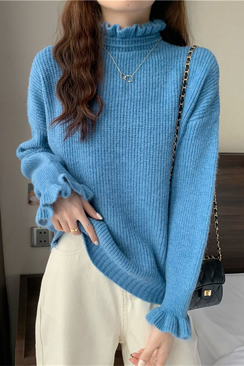 ShoptheCIC Ruffled Half Turtleneck Sweater for Chic Style