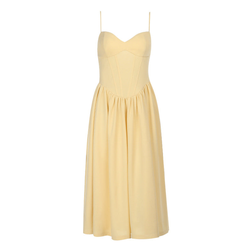 Satin Sweetheart Corset Full-Skirt Midi Dress 10
