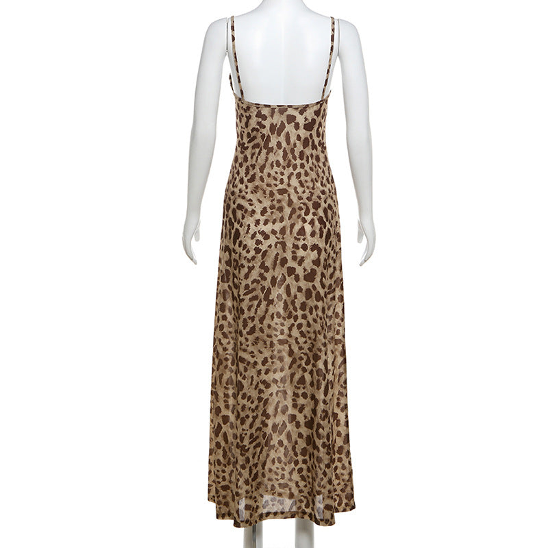 Leopard-Print Cowl-Neck Spaghetti-Strap Slip Maxi Dress 14