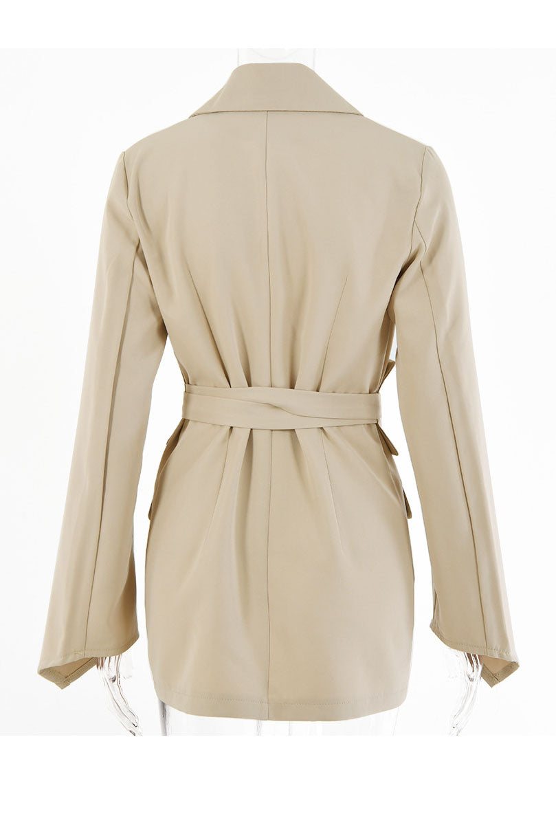 Belted Solid Color Tunic Jacket for Effortless Style