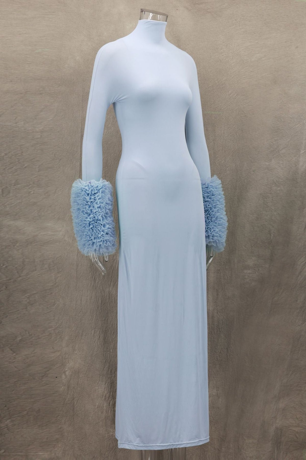 Turtleneck Long-Sleeve Knit Column Maxi Dress 10