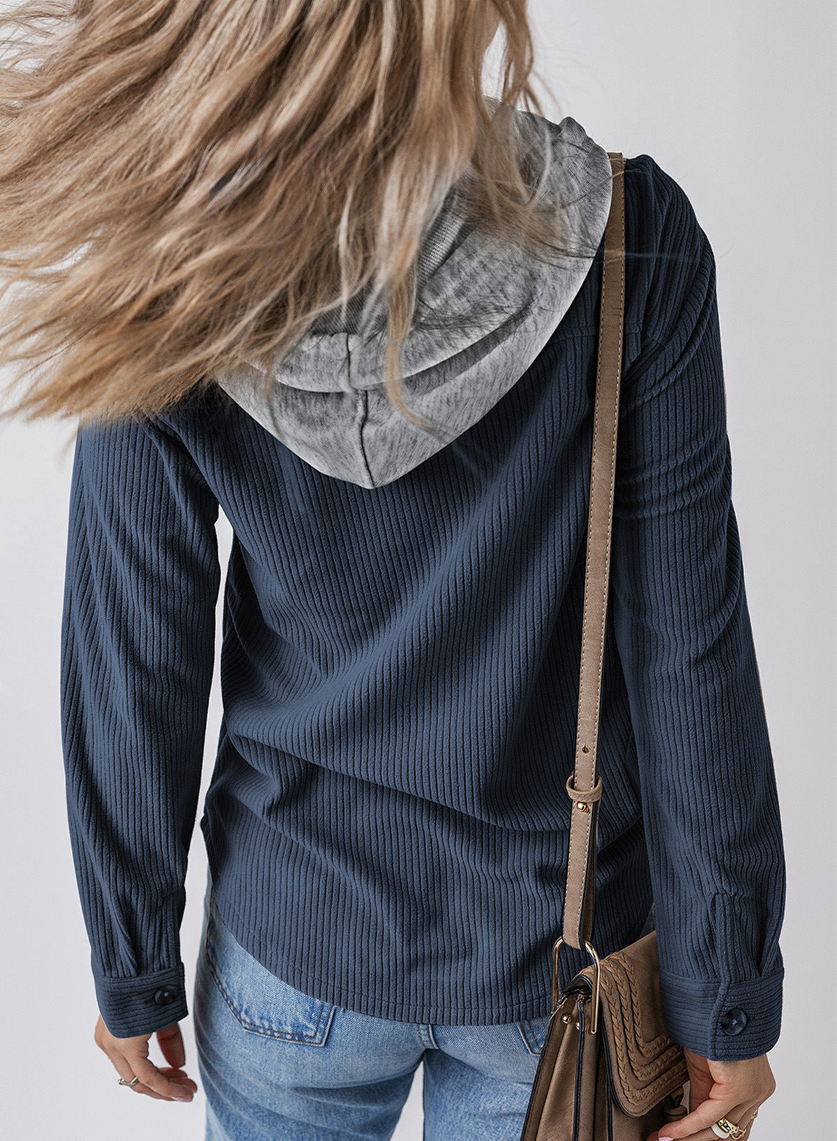 ShoptheCIC Corduroy Hooded Jacket with Stylish Lapel Design