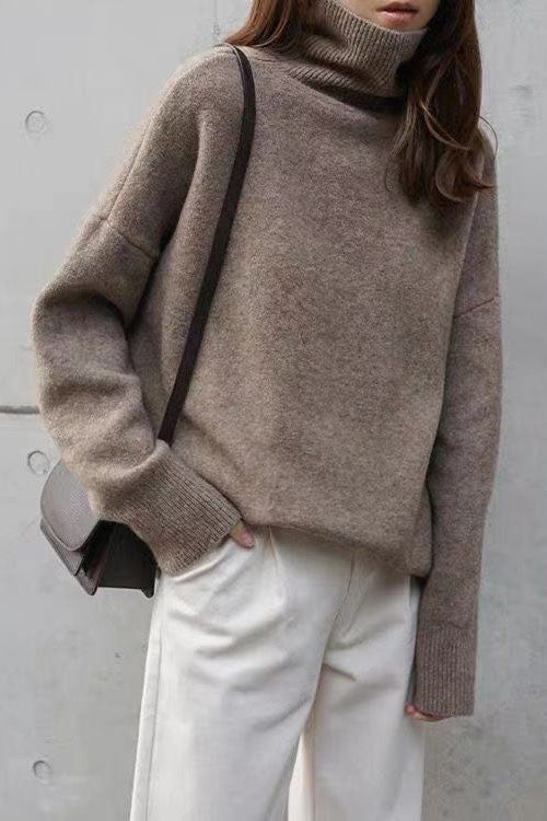 ShoptheCIC Cozy Loose Fit Turtleneck Knitted Sweater
