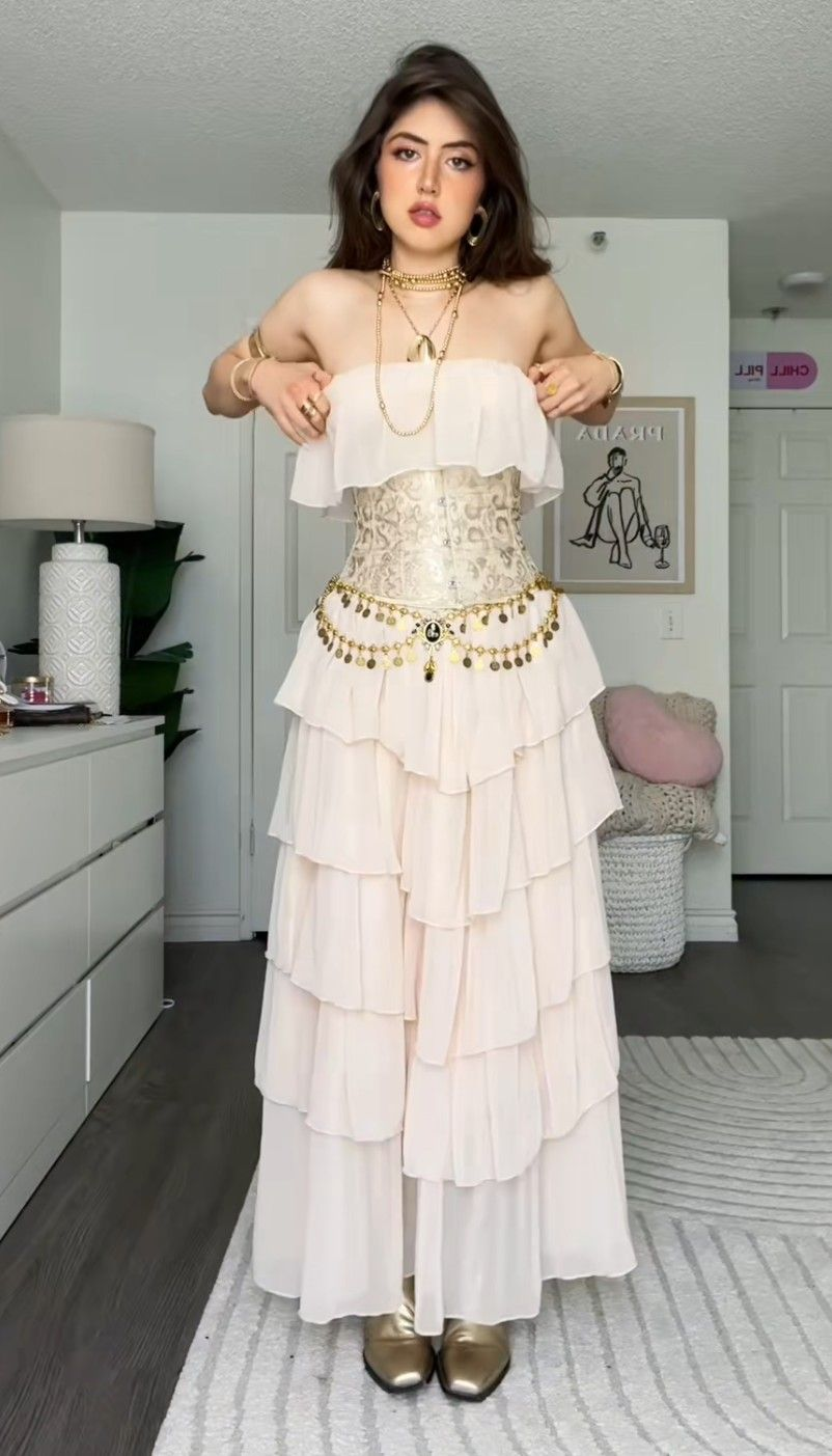 Pretty Strapless Light Pink Chiffon Layered Long Prom Dress Evening Dress Gown D1138