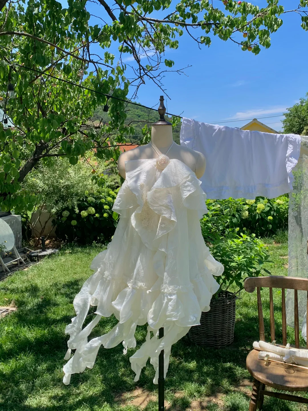 Classy Halter Chiffon White Short Party Dress Formal Homecoming Dress Birthday Outfits D403