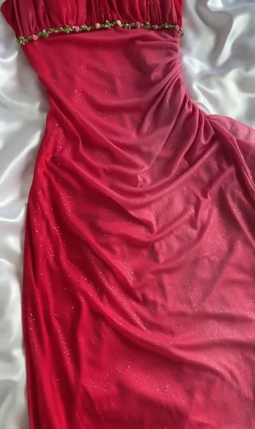 Classy Ombre Pink Halter Chiffon Ruffles Sheath Party Dress Glitter Long Prom Dress D1484