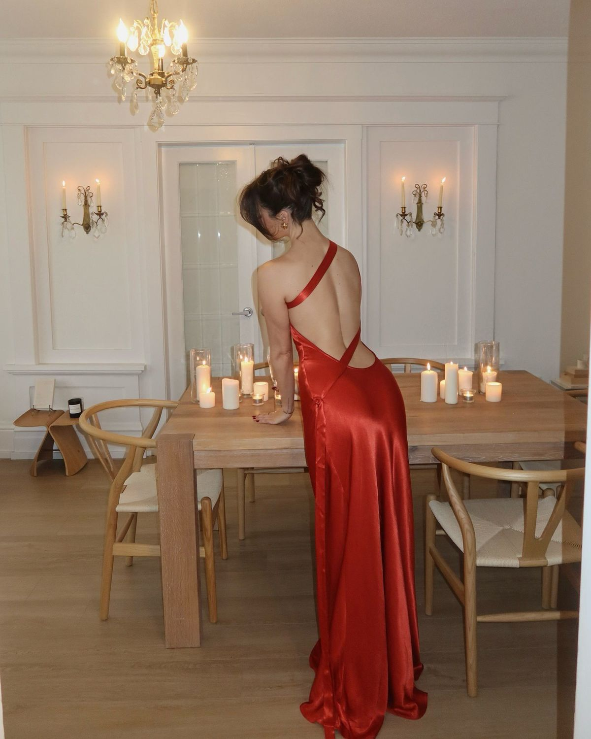 Simple Red One Shoulder Satin Backless Long Party Dress Formal Evening Gown D806