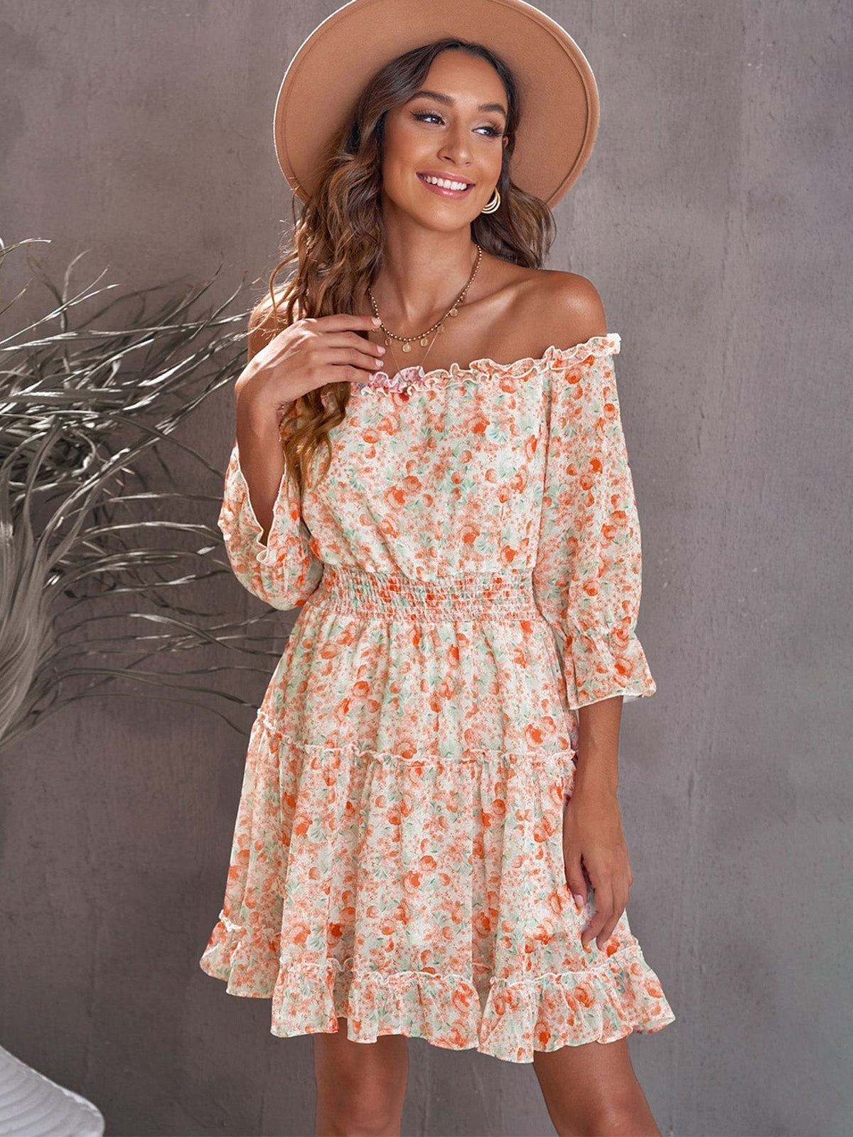 KittenAlarm - Off Shoulder Floral Dress