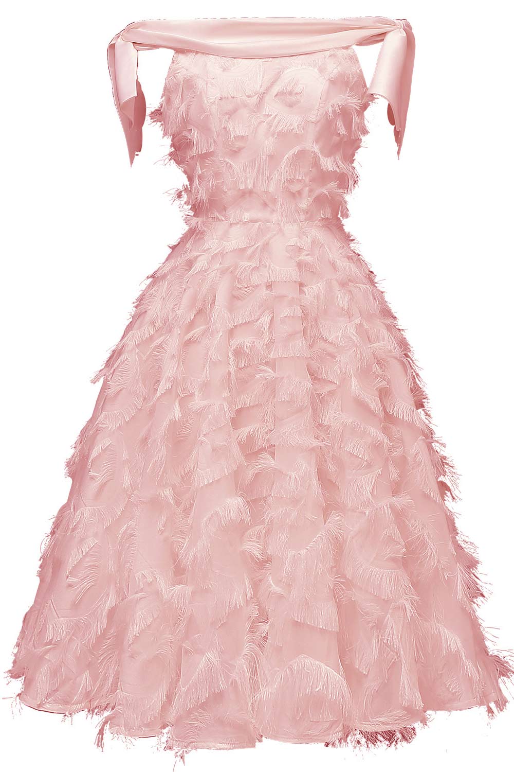 Off-the-shoulder Sleeveless Tasseled Cocktail Dress - Mislish