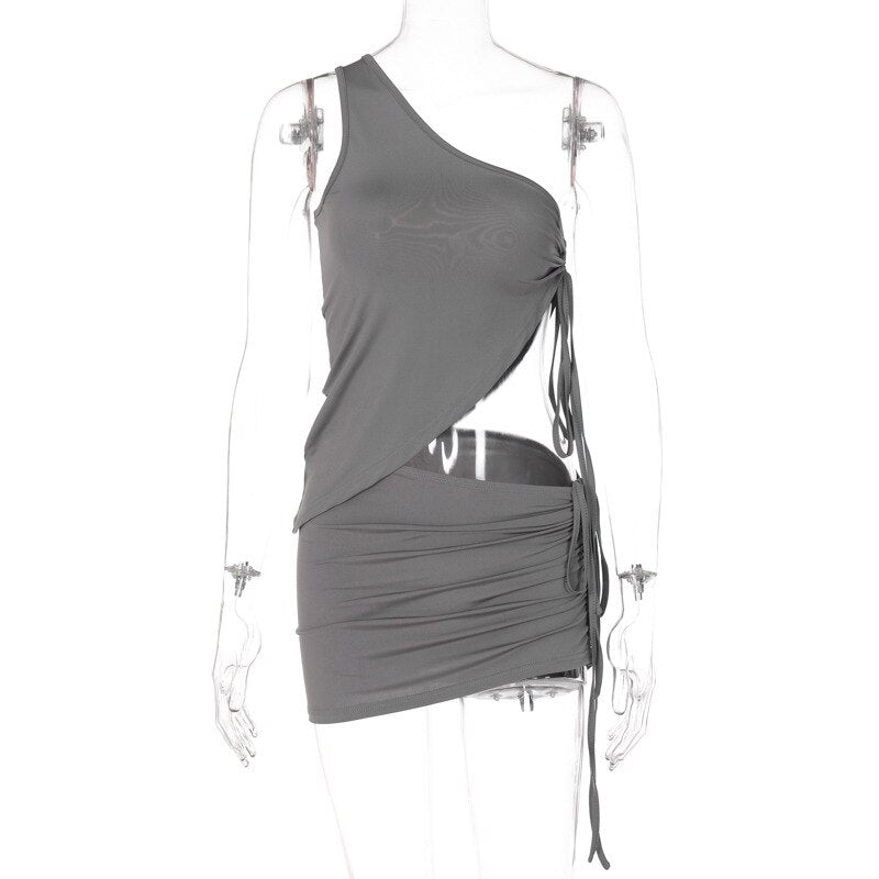 One-Shoulder Cutout Ruched Bodycon Mini Dress 7
