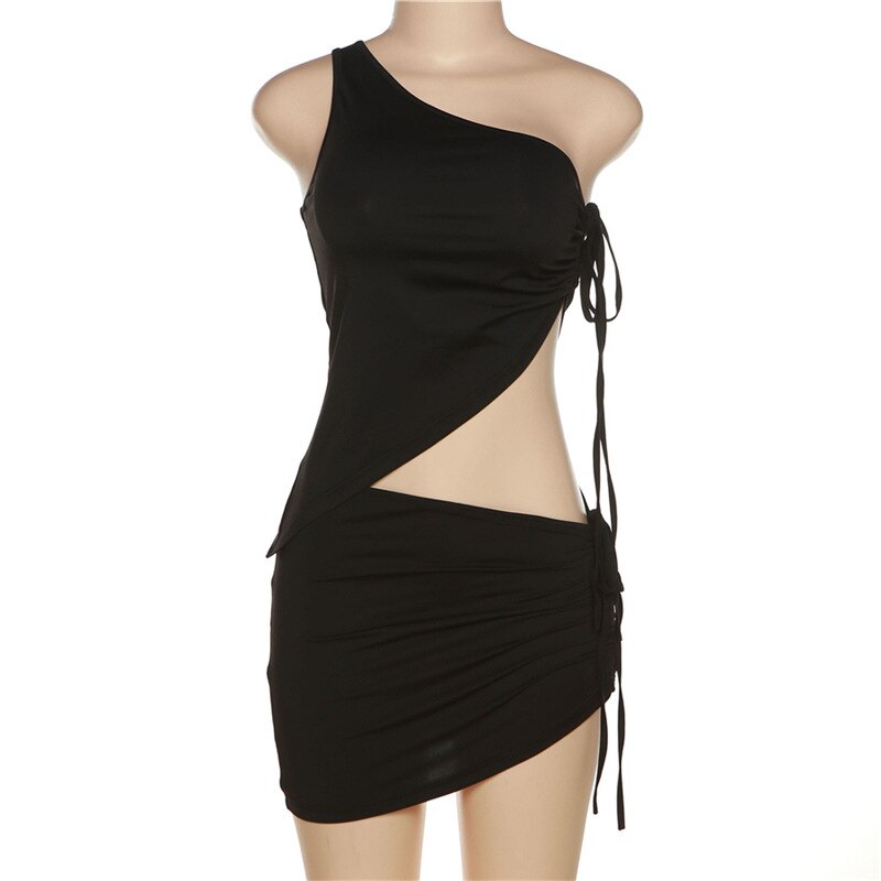 One-Shoulder Cutout Ruched Bodycon Mini Dress 6