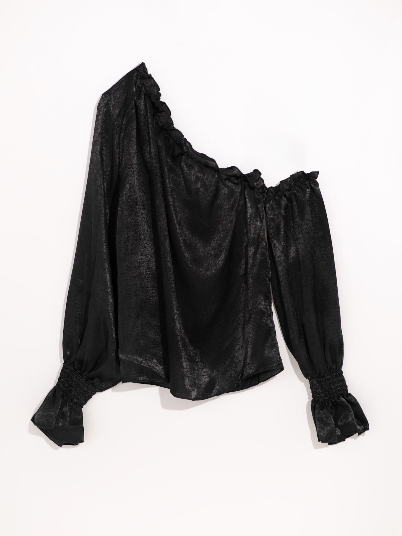 One Shoulder Puff Sleeve Blouse - Fashionpara