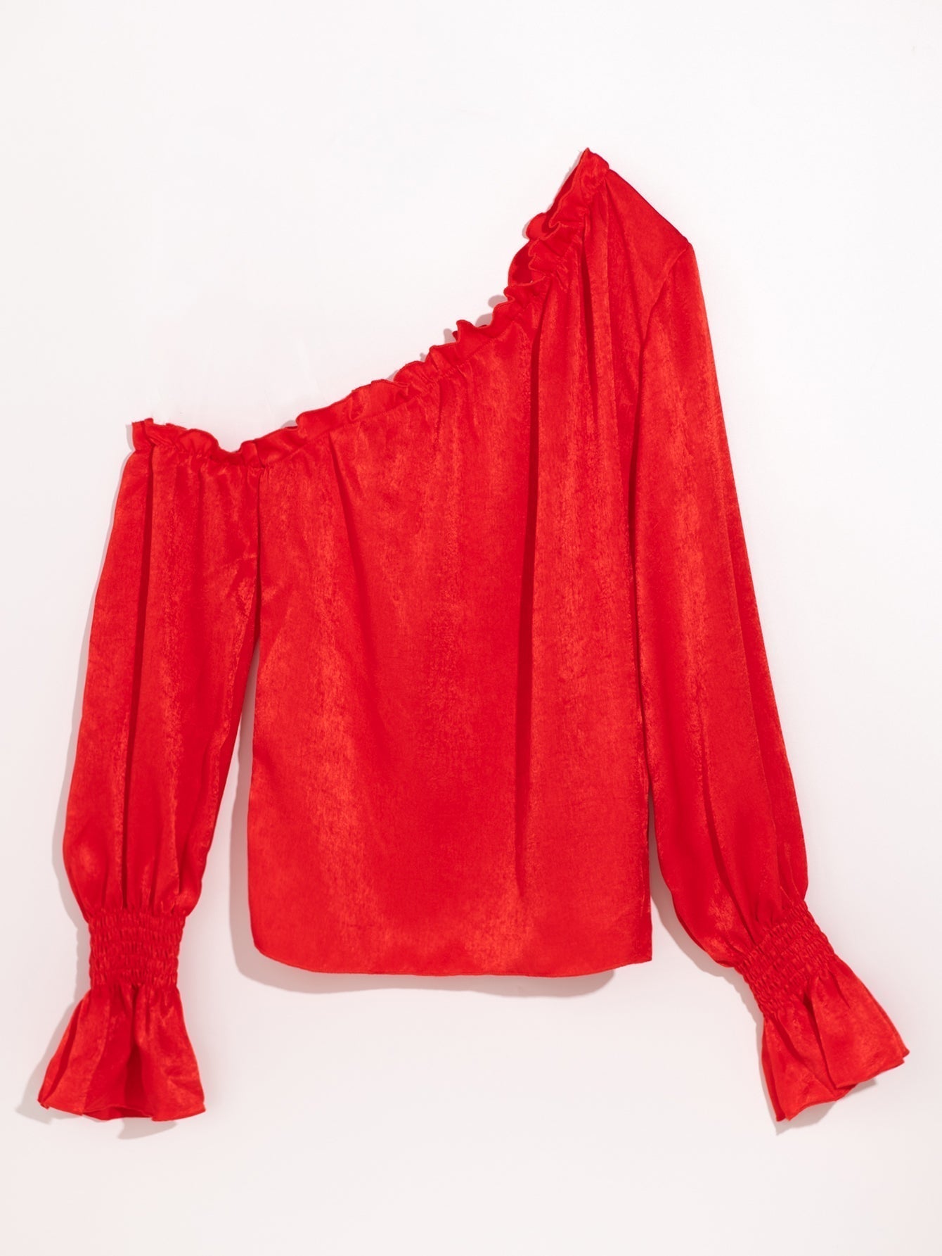 One Shoulder Puff Sleeve Blouse - Fashionpara