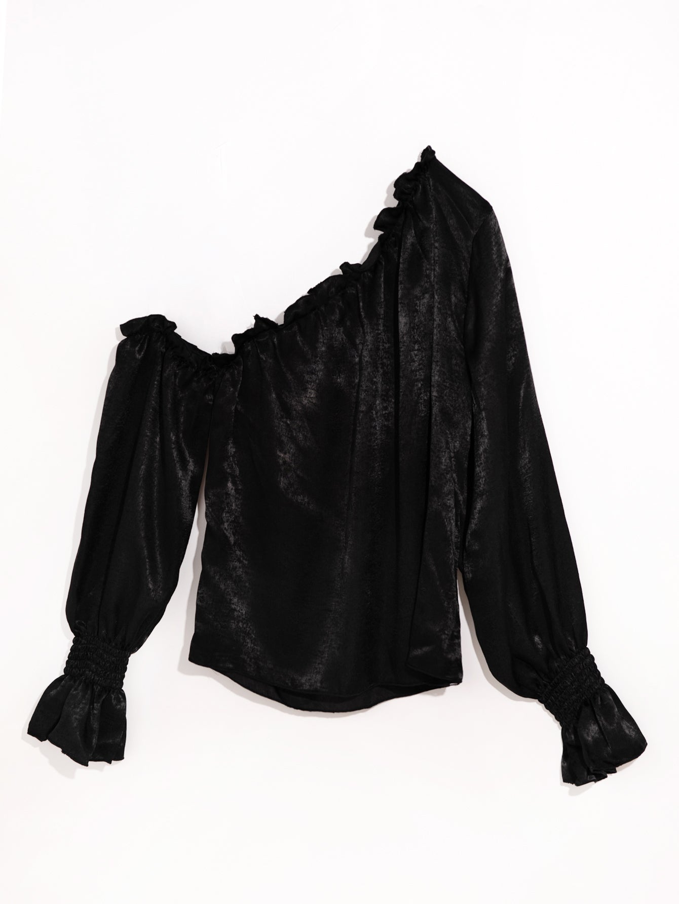 One Shoulder Puff Sleeve Blouse - Fashionpara