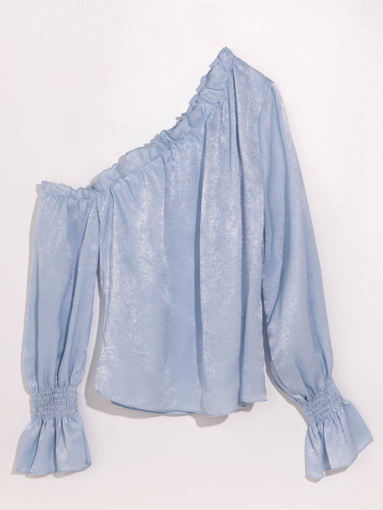 One Shoulder Puff Sleeve Blouse - Fashionpara