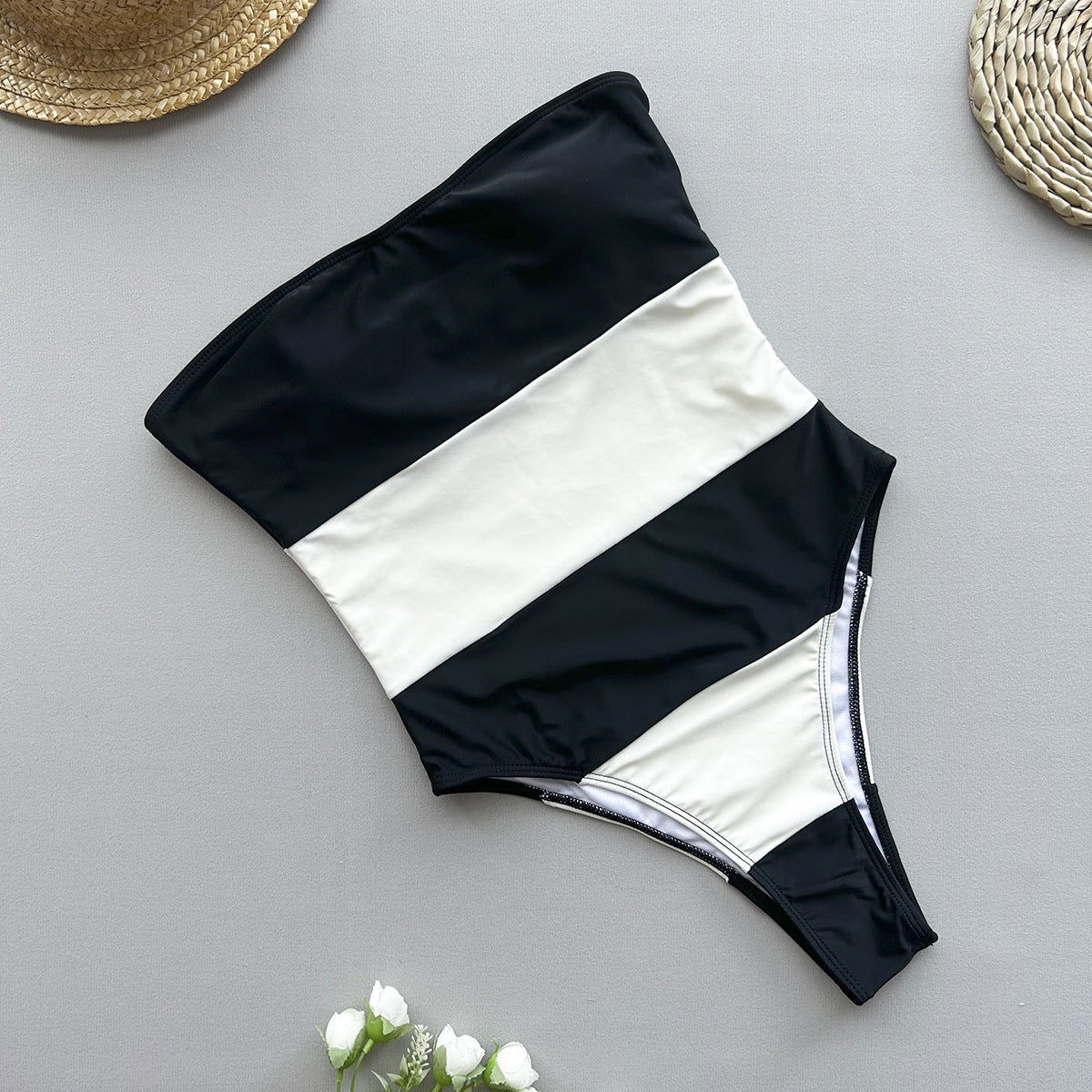 One Piece Swimsuit Women Bikini Lady Sexy Striped Swimwear Bikini - Fashionpara