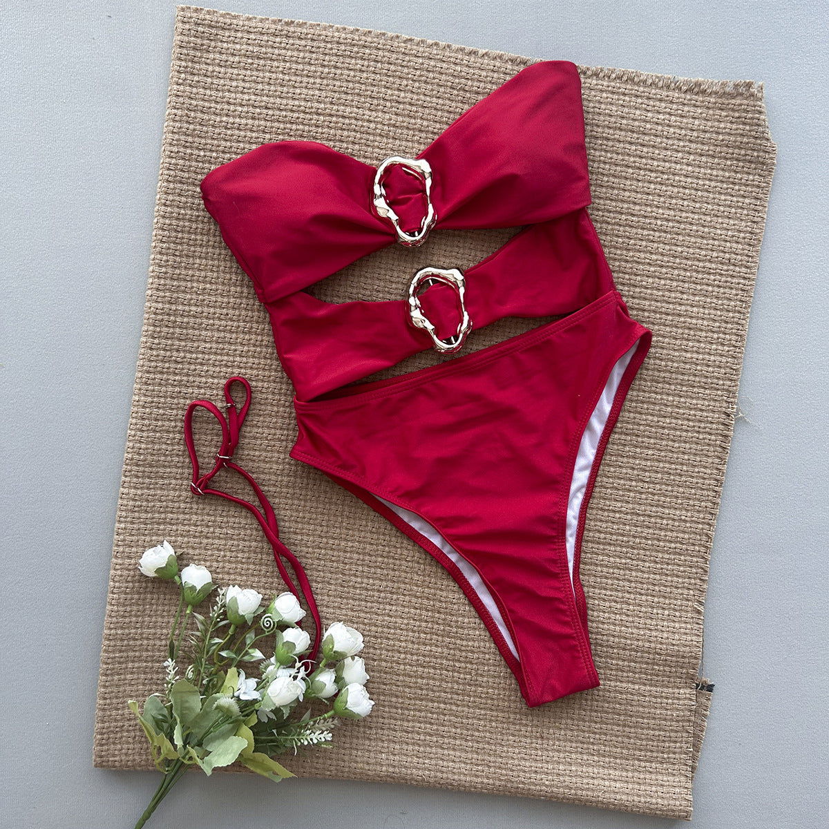 One Piece Swimsuit for Women Bikini Lady Sexy Solid Color Swimwear Bikini - Fashionpara