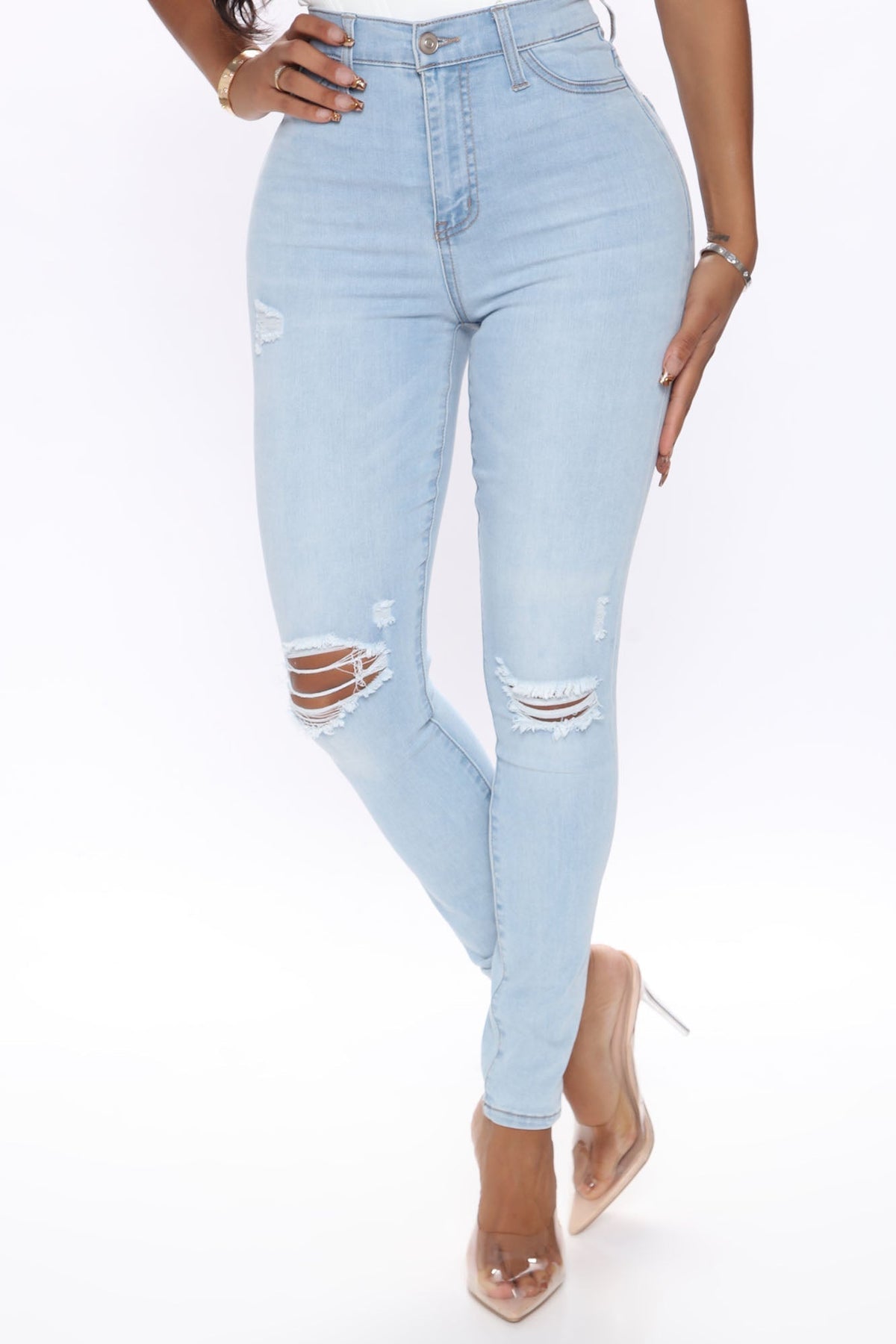 KittenAlarm - Our Favorite High Rise Skinny Jeans - Light Blue Wash