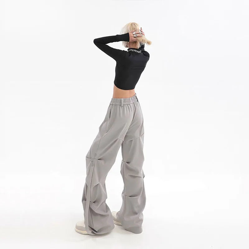 Pleated Cargo Streetwear Wide Pants