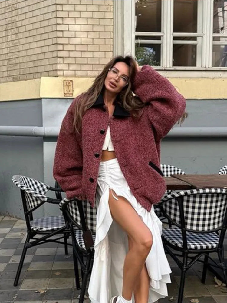 Lantern Sleeve Wool Blends Coat