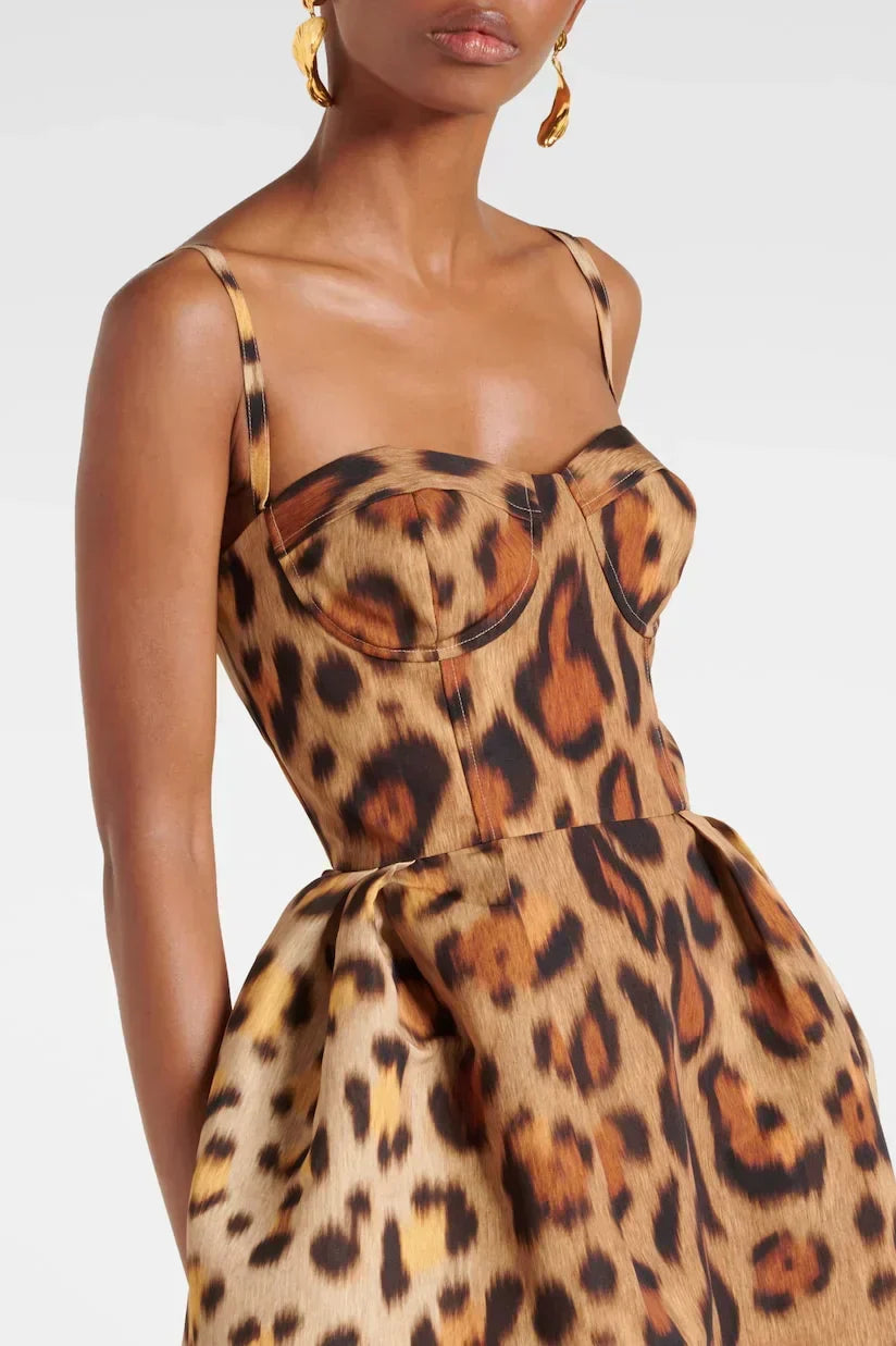Animal - print Bustier Midi Dress - View 3