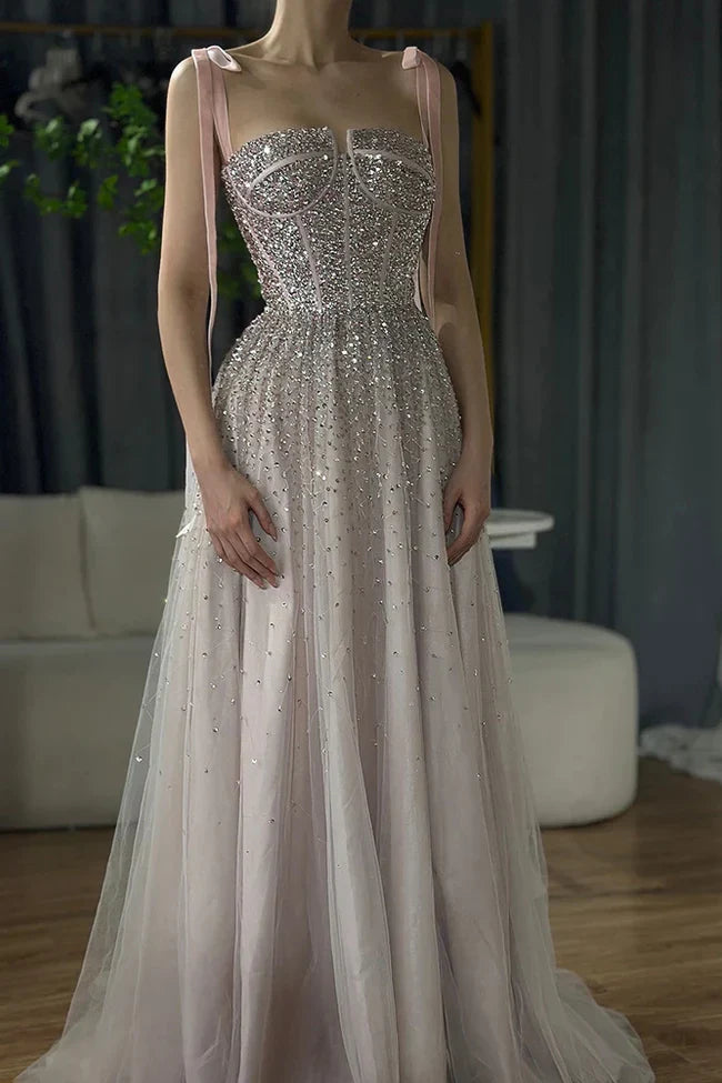 Burgundy Prom Dresses A line Straps Tulle Evening Dresses