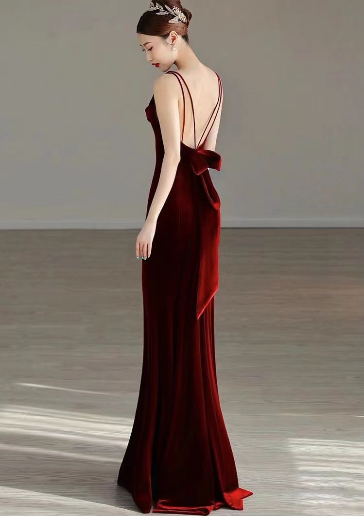 Sexy Mermaid Long Burgundy Prom Dress Evening Dresses