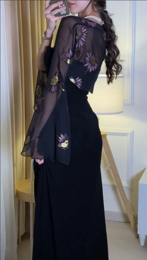 Elegant A Line Strapless Long Prom Dresses Black Formal Dress