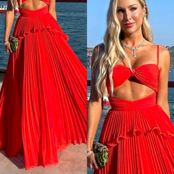 Chiffon Prom Dress Spaghetti Strap Floor Length Sleeveless Formal Evening Dresses