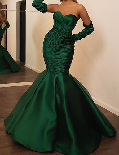 Mermaid / Trumpet Evening Gown Elegant Dress Wedding Guest Engagement Floor Length Prom Dress