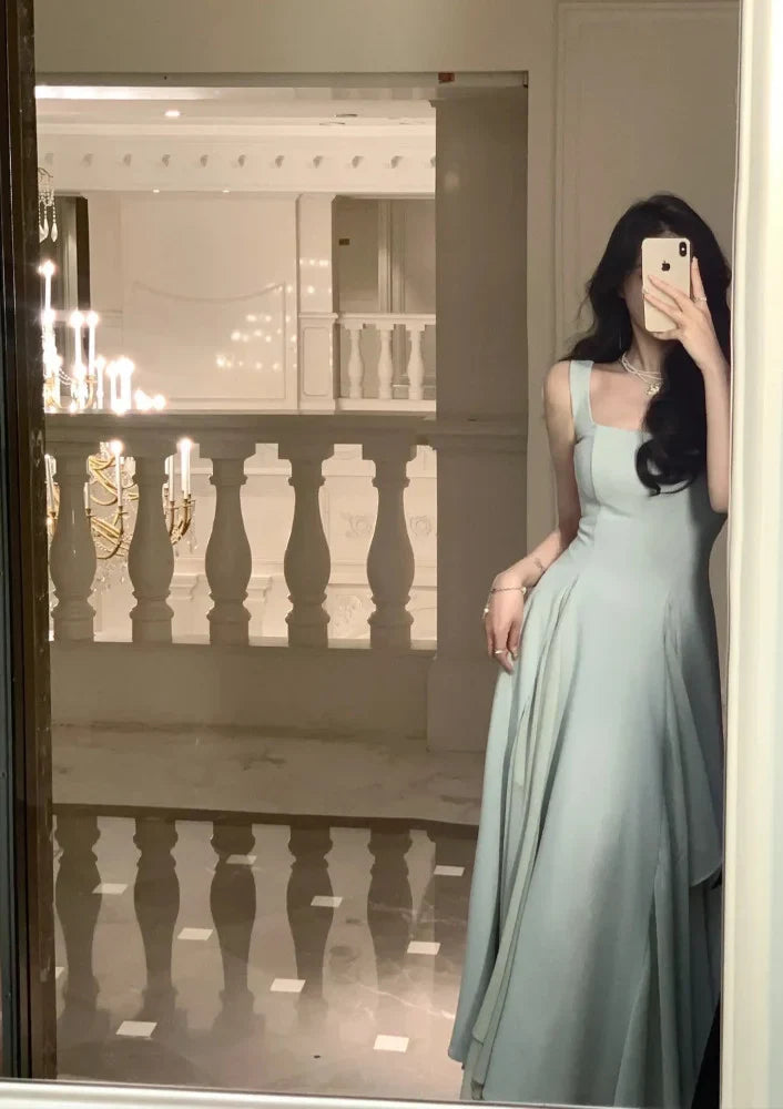 A Line Square Neck Prom Dress Elegant Evening Gown