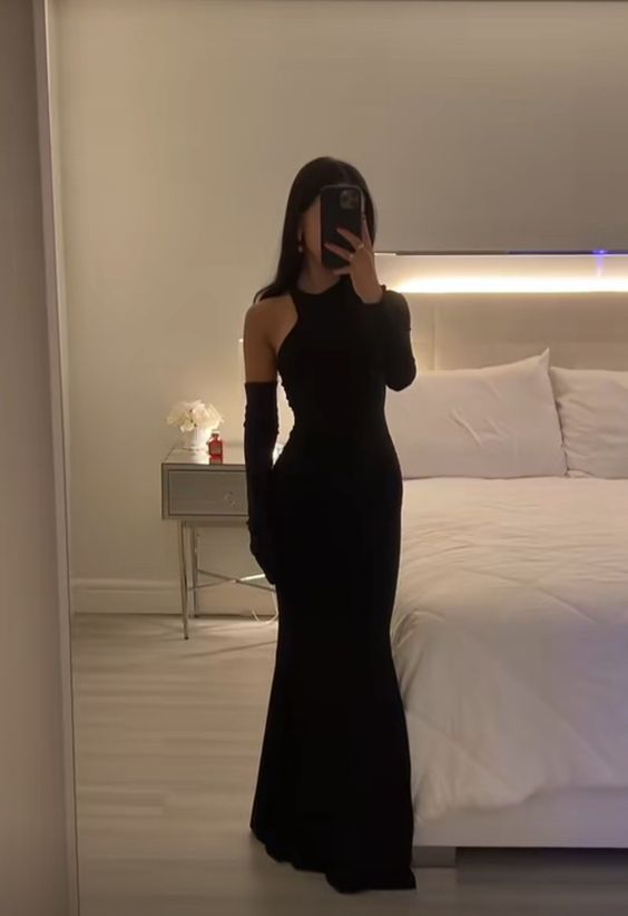 Sexy Mermaid Black Party Dress Long Prom Dress