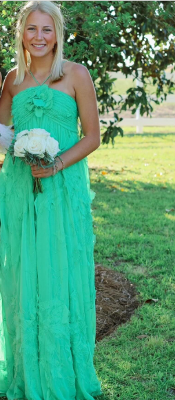 Simple A line Halter Long Green Prom Dress Party Dresses