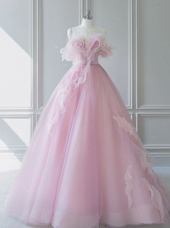 Fairy Ball Gown Off The Shoulder Tulle Prom Dresses Long Party Dress