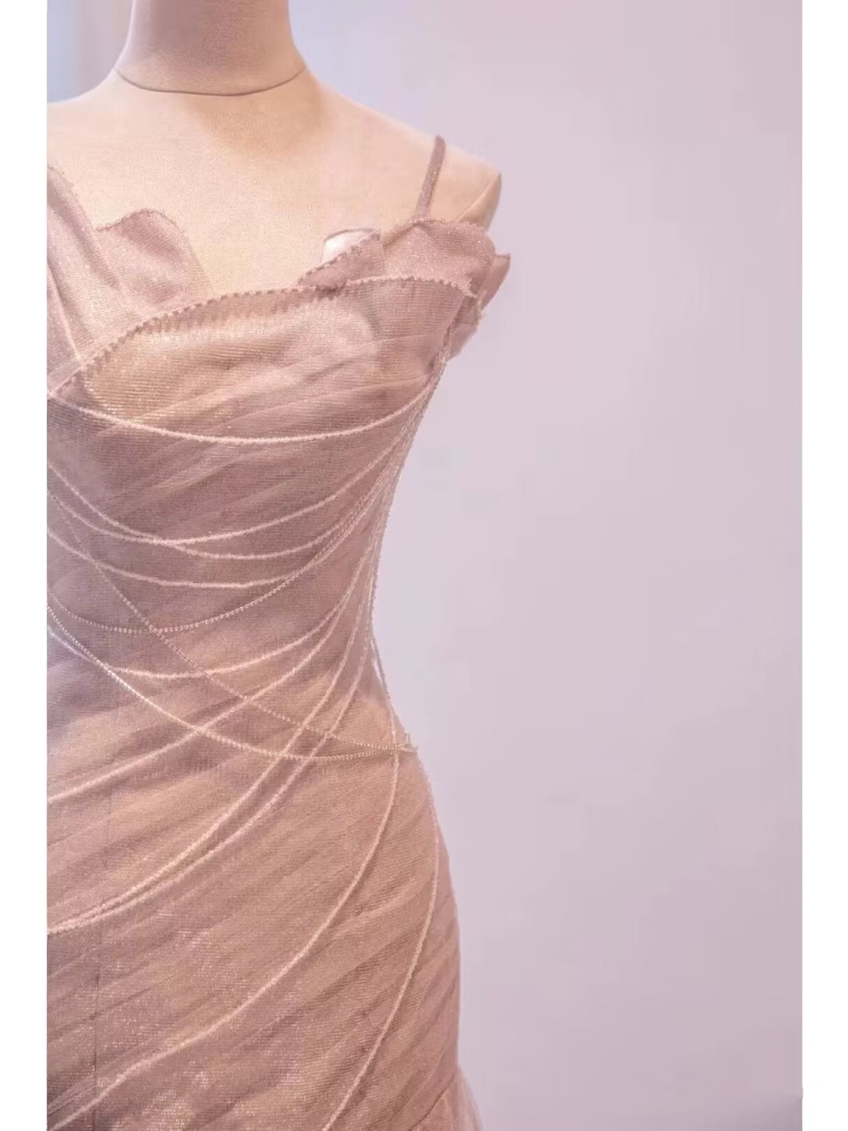 Fairy Mermaid Strapless Pink Prom Dresses Evening Dress