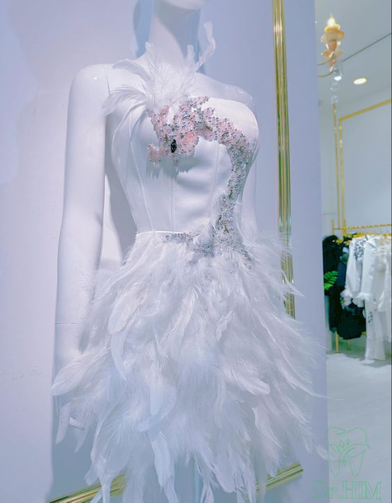 vintage a line white homecoming dress feather 18th birthday outfits