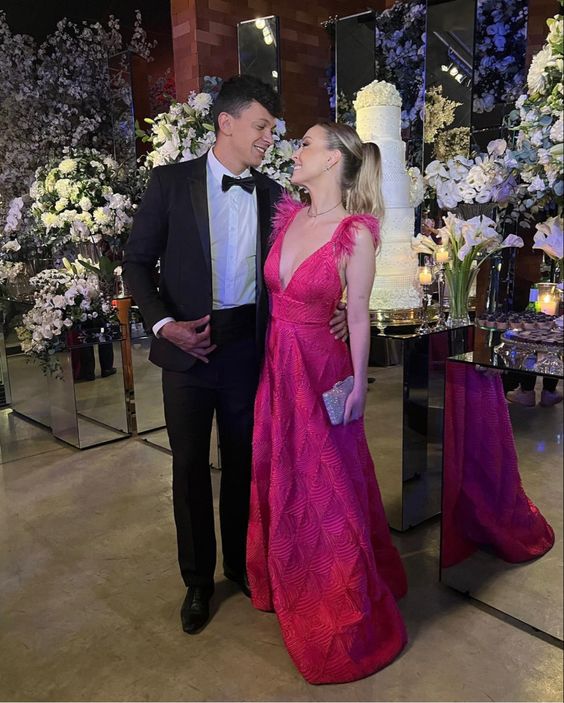 Sexy A line Long Hot Pink Lace Prom Dress Party Dress 22th Birthday Outfits